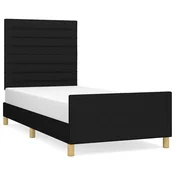 Vidaxl Posteljni okvir brez vzmetnice črn 100x200 cm blago