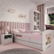Otroška postelja z varovalno ograjo Ourbaby - Medvedek - bela postelja brez skladiščnega prostora,160x80 cm
