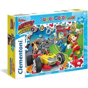 Clementoni Supercolor sestavljanka – Miki Miška in dirkači – 104 kosi