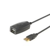 E-GREEN Kabl sa pojacivacem USB A - USB A M/F 5m crni