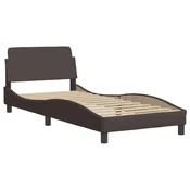 Vidaxl Posteljni okvir Dover temno rjav 90x190 cm blago