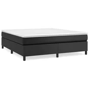 Vidaxl Posteljni okvir z vzmetmi črn 180x200 cm umetno usnje