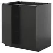 METOD Podni element s policama/2 vrata, Crnosiva/Upplöv boja antracita, mat, 80x60 cm