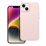 Usnjena maska Mag Cover za iPhone 14 peščeno roza