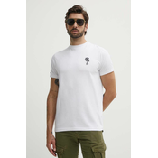 Majica kratkih rukava Karl Lagerfeld za muškarce, boja: bijela, s tiskom, 543221.755400