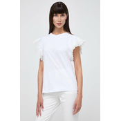 Pamučna majica Twinset za žene, boja: bijela