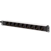 PDU Rack podaljšek 19, 9 Schuko CEE 7/3 (45°) vtičnic, 2m kabel, IEC C20 vtič, 16A, aluminij
