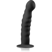Dildo s prisesalno kapico, črn