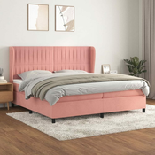 Greatstore Box spring postelja z vzmetnico roza 200x200 cm žamet