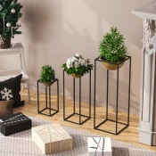 Aberto Design Set dekorativnih saksija GED-019-A, 28x80cm, 17x40cm, 22x60cm, Zlatne boje
