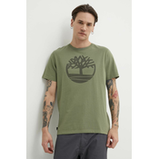 Pamucna majica Timberland za muškarce, boja: zelena, s tiskom, TB0A2C2RAP61
