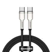 BASEUS kabel Type-C na Type-C PD100W Power Delivery Cafule kovinski kabel 1 meter črn