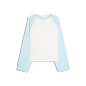 Bershka Majica svetlo modra / bela