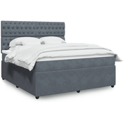 Boxspring - Krevet s oprugama i madracem tamnosivi 180x200 cm baršunasti