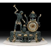 Casa Padrino luxury baroque table clock blue/gold/white 46 x H. 40 cm - Handmade bronze clock baroque style - Baroque desk clock - Baroque desk decoration - Baroque decorative accessories