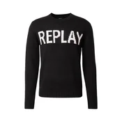 REPLAY Pulover Masche črna/bela