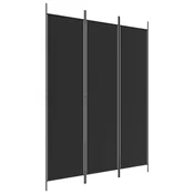 Vidaxl Paravan 3-delni 150x200 cm črna blago
