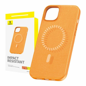 BASEUS Magnetno ohišje za telefon iPhone 15 ProMax Baseus Fauxther Series (oranžno)