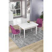 Hanah Home trpezarijski set Nil, sto i 2 stolice, bela ploca, ljubicasta tkanina Babyface