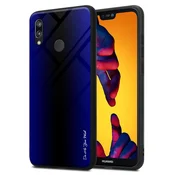 Cadorabo CADORABO Ohišje, združljiv s Huawei - Stripe Optics v kobaltu vijolični - zaščitni pokrov iz silikona TPU in hrbet iz kaljenega stekla, (20570903)