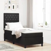 vidaXL LED Box Spring Postelja z vzmetnico Črna 80 x 200 cm Žamet