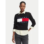 Tommy Jeans Pulover Flag DW0DW22930 Črna Regular Fit