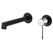 SOLARIS Wall Mounted 2 Hole Washbasin Mixer Tap, black matt/chrome - Črna mat barva - Sapho - SOLARIS - 72 - Medeninasti - Vzvod - Krožni - 60 - 194 - 14