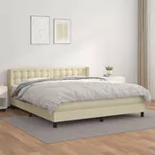 Krevet s oprugama i madracem krem 180x200 cm od umjetne kože