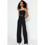 Trendyol Black Belted Maxi Woven Window Detailed Jumpsuit