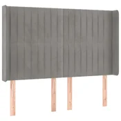 Vidaxl Vzglavje z ušesi svetlo sivo 147x16x118/128 cm žamet