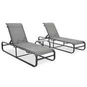 Ležaljke za suncanje sa stolicem 2 kom tekstilen i aluminij