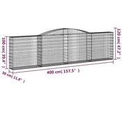 Lucne gabionske košare 3 kom 400x30x100/120cm pocincano željezo