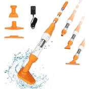 Brezžični sesalnik za bazen PoolyPoly 1814-OG 3v1 Akumulatorski Ročni, Oranžna, 165 cm teleskopska palica, do 90 min delovanja, Li-Ion baterija, pametni senzor za vklop/izklop, idealen za manjše