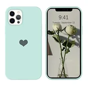 shumee OVITEK ZA APPLE IPHONE 12 PRO MAX SILIKONSKI MINT GREEN HEART A2342