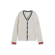 TOMMY HILFIGER Pletena jopa slonovina / mornarska / ognjeno rdeča