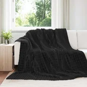 Vidaxl Odeja Črna 240 x 220 cm Flis
