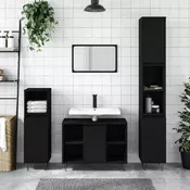 Vidaxl vidaXL Kopalniška omarica, črna, 80x33x60 cm, material na osnovi lesa