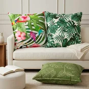 vidaXL Blazina 2 kos HOUTEN Vzorec listja 65 x 65 cm Poliester