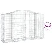 Vidaxl Obokane gabion košare 12 kosa 200x50x120/140cm pocinkano železo