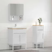 vidaXL Komplet pohištva za kopalnico 2 pcs Bela Masivno borovo les