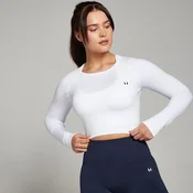 MP Ženski brezšivni kratki top za preoblikovanje z dolgimi rokavi – bel - XL