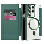 Etui SmartMag Book z Magsafe tehnologijo in RFID denarnico za Samsung Galaxy S22 Ultra - green