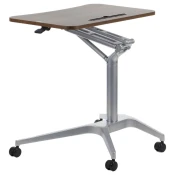 STEMA Višinsko nastavljiva miza SH-A10, siv okvir, plošča iz oreha, višina 73,5-104 cm, plošča 72x48 cm.