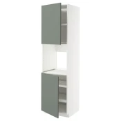METOD Vis.elem.pecn.s 2vrata/policama, bela/Nickebo mat sivozelena, 60x60x220 cm