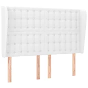 Vidaxl Vzglavje z ušesi belo 147x23x118/128 cm umetno usnje