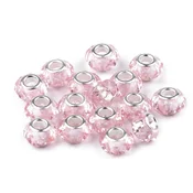 Plastične kroglice z veliko luknjo 14,5x9 mm - roza (5 kosov)