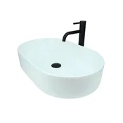 shumee GTM Design Aufsatzwaschbecken 61 cm - Glanz Modern Waschbecken ohne Hahnloch - Elegant Aufsatzwaschbecken Oval für Badezimmer und Gäste WC - nur Bad Waschbecken