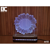 Black Cut 3D Lampa Suncokret, Hladno bela