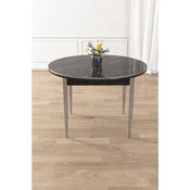 Hanah Home trpezarijski sto Osle, 90 × 90 cm, ploca u dekoru crnog mermera, hromirane noge