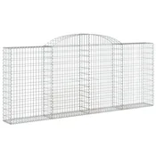 Vidaxl Obokana gabionska košara 300x30x120/140 cm pocinkano železo
